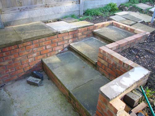 Finished walls and steps.